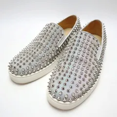 Christian Louboutin クリスチャンルブタン スタッズ PVC スリッポン スニーカー 41 グレー/シルバー K08-k077