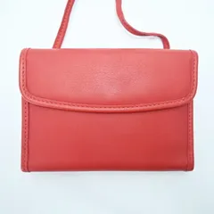 M06-k107 COACH オールドコーチ レザー 三つ折り ショルダーウォレット レッドのサムネイル