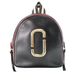 MARC JACOBS マークジェイコブス パックショット レザー バックパック リュック ブラック/ボルドー/ホワイト/ゴールド S2604-k091