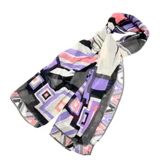 EMILIO PUCCI エミリオプッチ デザイン総柄 シルク シースルースカーフ ストール マルチカラー T2603-k071