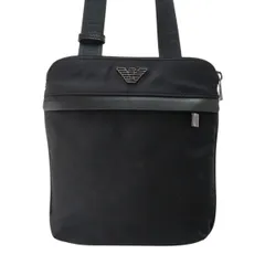 美品 EMPORIO ARMANI エンポリオアルマーニ ロゴ ナイロン/レザー ショルダーバッグ ブラック M2604-k098のサムネイル