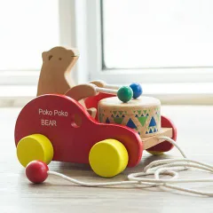 プルトイ 引っ張るおもちゃ 可愛いハリネズミ 可愛いキツネ 木製 オーガニック 知育玩具　色認識 指先訓練 歩行練習 バランス感 赤ちゃん 子供 1歳 2歳 3歳 出産祝い 誕生日プレゼント 誕生日 クリスマスプレゼント