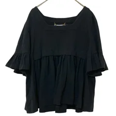  【美品】MUVEIL ミュベール　デザイントップス　カットソー　チュニック　黒　ブラック　レディース　38 半袖　コットン　人気完売　希少【Z1809】のサムネイル