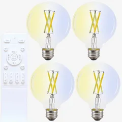 【リモコン1個+電球4個セット】 調光調色 エジソン電球 フィラメント電球 810lm 60w形相当 E26 5.5W 直径9.5cm  3年保証 ビーム角度350° タイマー消灯 4通りのメモリー機能 常夜灯 リモコン遠隔操作 LED照明 電球色～昼光色のサムネイル