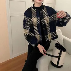 レディース ジャケット ツイード ショート丈 大人綺麗 チェック