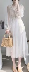 カジュアル シフォンドレス お呼ばれ デート お嬢様ワンピ 上品
