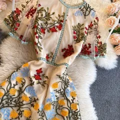 ワンピース ボタニカル フェミニン レトロ ロング ドレス