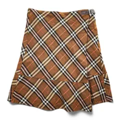 BURBERRY LONDON BLUE LABEL ノバチェック ラップ スカート S ブラウン FLF74-520 三陽商会