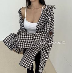 ☆美品☆fog☆BEAMS☆ギンガムチェック☆リネン☆麻☆ノーカラー 