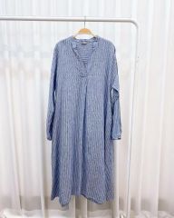 極美品♡レリアン スキッパーシャツ チュニック リネン ボーダー 13+