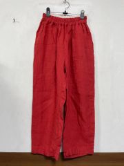 ヤンマ産業 天日干しリネンキュロットパンツ プラス10㎝丈 レッド