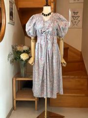 着物リメイク 大島紬からボリュームスリーブワンピース(M~L) - メルカリ
