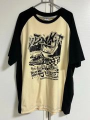 Biltwell ビルトウェル 前面プリント ラグラン7分袖Tシャツ 黒×白 M 
