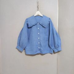 INED シャイニーローン フリル ブラウス ブルー 11号 - メルカリ