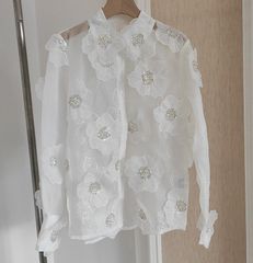 TORRAZZODONNA】 メッシュ刺繍レースブラウス - メルカリ