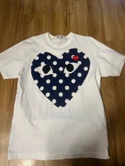 コムデギャルソン Tシャツ 水玉 ドット 赤ハート ホワイト 半袖 サイズ