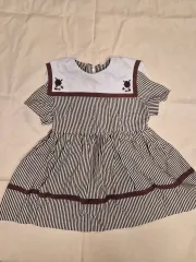 日本 ヴィンテージ キッズ ブラウン 刺繍 セーラー ONE PIECE