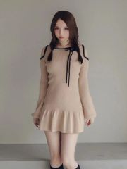 9日値下げ エムエメ Polo collar cable knit ワンピース - メルカリ