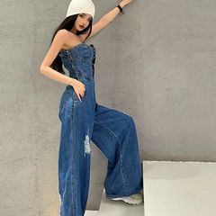 年中大活躍✦ダメージデニムジャンプスーツ☆女子会や日常コーデに 