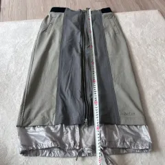 ブランド製品) ツートン ジッパー ロング丈スカート グレー