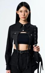 LAGUA GEM CROPPED EYELET DENIM ジャケット 黒 - メルカリ