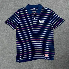 ディッキーズ ストライプ 半袖 ポロTシャツ (L)