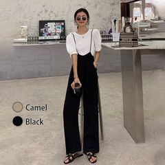 美品 アダムエロペ 3,2万円 リネン混オールインワン サロペット 麻 