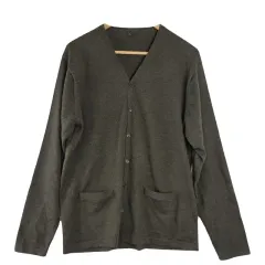 カーキ カーディガン UNI M ウール 100%