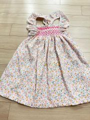 Pi&Pa スモッキングワンピース リバティドレス フラワー 花柄 フリル袖 