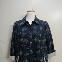 アニオナ ネイビー 花柄刺繍 長袖シャツ シアー素材 - メルカリ