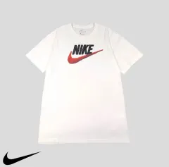 ナイキ ホワイト ブラック レッド フューチュラ ビックプリンティング コットン 半袖 Tシャツ