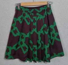 61) MSGM ブラウン+グリーン フレア スカート