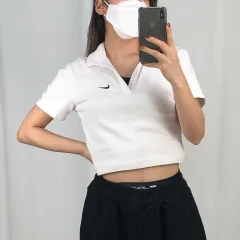 ナイキ 白 クロップド 半袖 カラーTシャツ M 250619