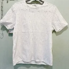 XS) 44-55) COS コス エンブロイダリー 半袖 コットンTシャツ