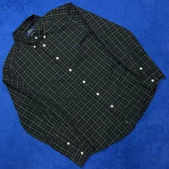 ポロ ラルフローレン ブラック：グリーン チェック シャツ