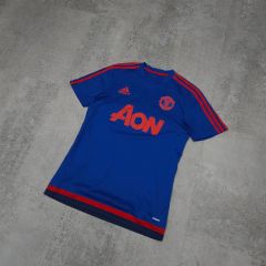 Manchester United ユニフォーム 半袖 AON 青 古着 L - メルカリ