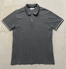 美品 LACOSTE ラコステ 半袖ポロシャツ リブライン ワッペンロゴ 3 S 