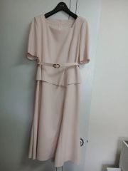 GINZA COUTURE ピンク ワンピース パールベルト バラコサージュ付 