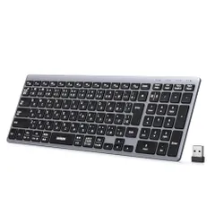 UGREEN ワイヤレスキーボード 【Bluetooth＆2.4G】 無線 フルキーボード テンキー付 USB-C充電式 薄型 JIS 日本語配列 最大3台マルチペアリング対応 IOS/Android/Windows/Mac OS対応K