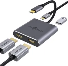 USB C HDMI 変換アダプター,デュアル HDM 4-in-1 Type C to HDM アダプタ,4K@60Hz2つHDM+usb-A+USB-C PD100W充電ポート 3画面 hdmi 拡張モード対応,マルチディスプレイ hd-mi t ...