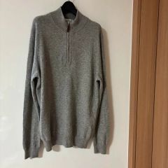 S.Moritz イタリア製 ウールカシミヤ ハーフジップニット グレー 48 