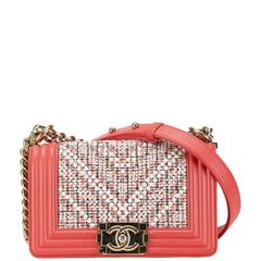 極美品】2017年製 ボーイシャネル ツイード×Vステッチ ピンク 付属品 