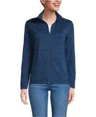 ランズエンド レディース アウター ジャケット・ブルゾン セーター フリース ジャケット Lands End Womens School Uniform Sweater Fleece Zip Front Jacket Classic navy muted he