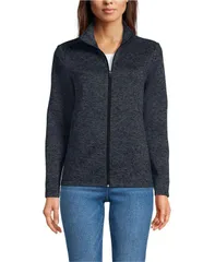 ランズエンド レディース アウター ジャケット・ブルゾン セーター フリース ジャケット Lands End Womens School Uniform Sweater Fleece Zip Front Jacket Black heather ブラック