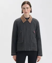 ハンター レディース アウター ジャケット・ブルゾン ジャケット Hunter Womens Short Faux FurLined Waxed Jacket Black ブラックのサムネイル
