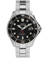 タイメックス メンズ アクセサリー 腕時計 Tシャツ Timex Mens Quartz Analog SilverTone Stainlessteel Watch 44mm Silver シルバー