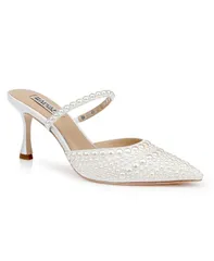 バッジェリーミシュカ レディース シューズ サンダル Badgley Mischka Womens Duchess Pointed Toe Dress Mules White Satin ホワイトのサムネイル