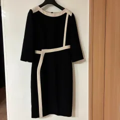 ミシャ バイカラー ラグジュアリー オフィスルック ミディ ONE PIECE ゲストルック 結婚式 秘書ルック 慶弔