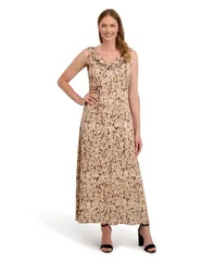 ランドリーバイシェリーシーガル レディース トップス ワンピース ノースリーブ Laundry by Shelli Segal Womens Roxanne Sleeveless Low Cowl Dress Brown leopard combo ブラウン