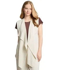 ジョーンズニューヨーク レディース トップス シャツ ベスト Jones New York Womens CascadeLapel OpenFront Vest Coconut